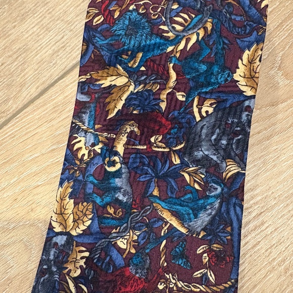Pitti‎ Uomo Italian Silk Men's Tie 90s Vintage Classic Menswear Retro Monkeys - Picture 2 of 5